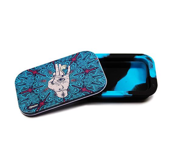 Afghan Hemp - Silicone Storage Box - Blue Hand Afghan Hemp - Silicone Storage Box - Blue Hand