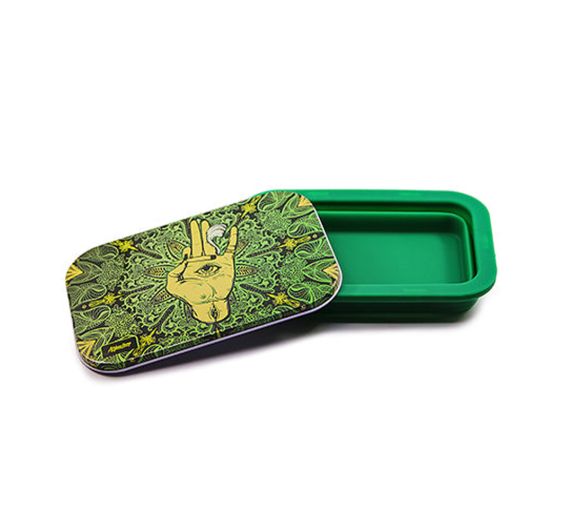 Afghan Hemp - Silicone Storage Box - Green Hand