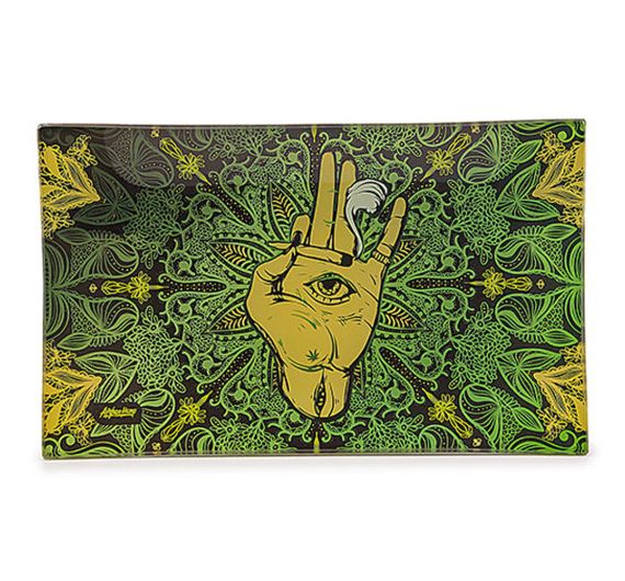 Afghan Hemp - Glass Mixing Tray - Eye - Green