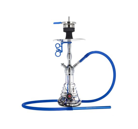 Amy Deluxe - Small Rips 470 - Silver/Blue - 2-Hose Shisha Amy Deluxe - Small Rips 470 - Silver/Blue - 2-Hose Shisha