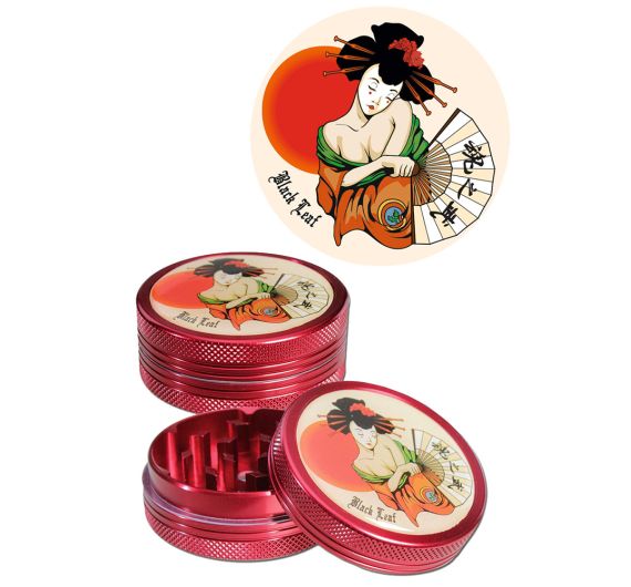 Black Leaf - 2-Piece Red Geisha Grinder Black Leaf - 2-Piece Red Geisha Grinder