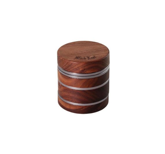 Black Leaf - 4-Piece Silver Aluminium/Walnut Wood Grinder