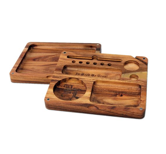 Black Leaf - 2-Piece Acacia Wood Mixing Tray