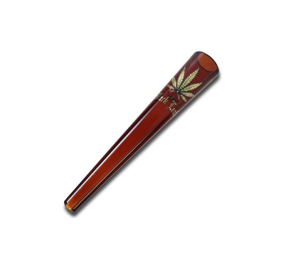 Black Leaf - Amber Hemp Leaf Chillum - Glass Pipe Black Leaf - Amber Hemp Leaf Chillum - Glass Pipe