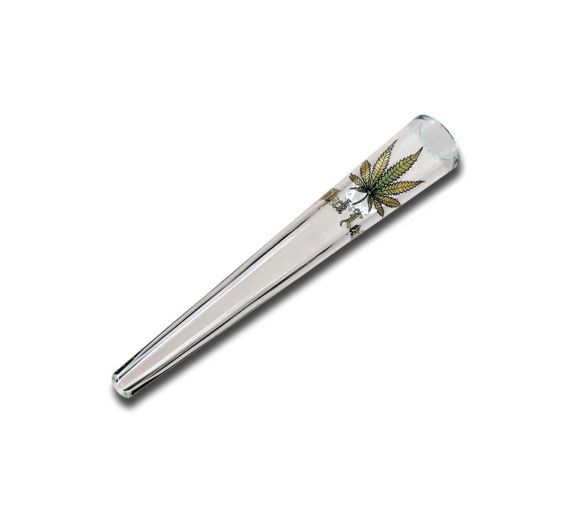 Black Leaf - Transparent Hemp Leaf Chillum - Glass Pipe Black Leaf - Transparent Hemp Leaf Chillum - Glass Pipe