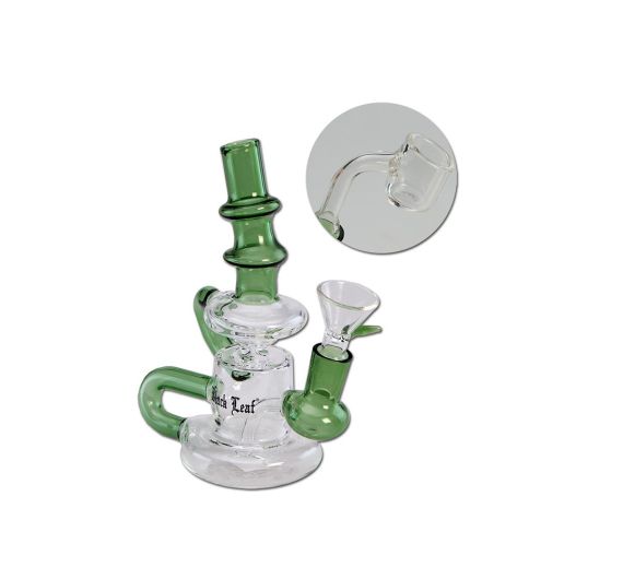 Black Leaf - Glass Bubbler - Oil & Herbs/Green