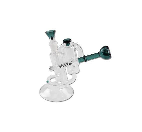 Black Leaf - Glass Bubbler - Trumpet/Sea Green Black Leaf - Glass Bubbler - Trumpet/Sea Green