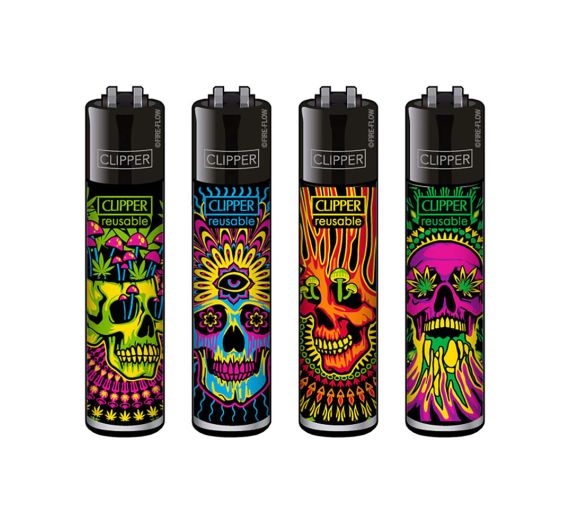 Clipper - TRIPPY SKULLS Lighters - assorted Clipper - TRIPPY SKULLS Lighters - assorted