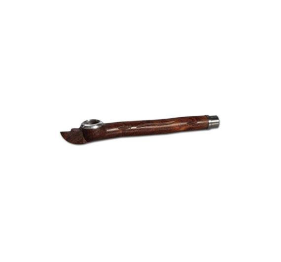Dark Brown/Silver Sheesham Wood - Medwakh Wooden Pipe