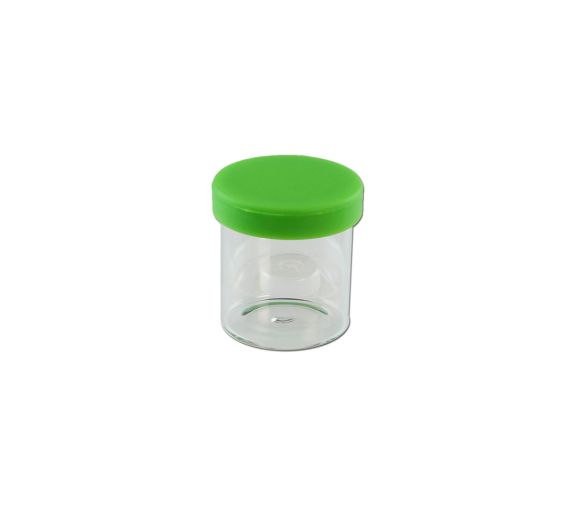Clear 10ml Glass Jar with Green Silicone Lid Clear 10ml Glass Jar with Green Silicone Lid