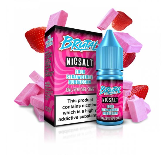 Just Juice Brutal - Sour Strawberry Bubblegum - 10ml E-liquid (Nic Salt)