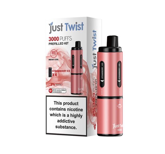 Just Twist 3000 - NS20mg - Hybrid System Red Battery - Strawberry Ice