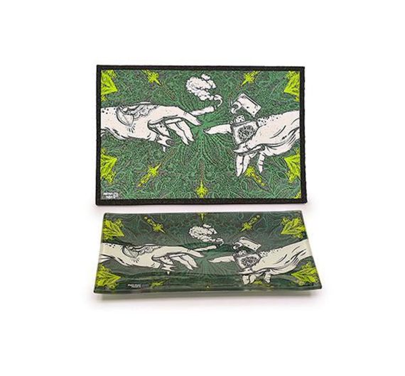 Puff Puff Pass It - Mat and Glass Tray - Green