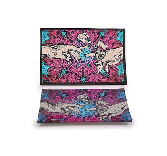 Puff Puff Pass It - Mat and Glass Tray - Pink