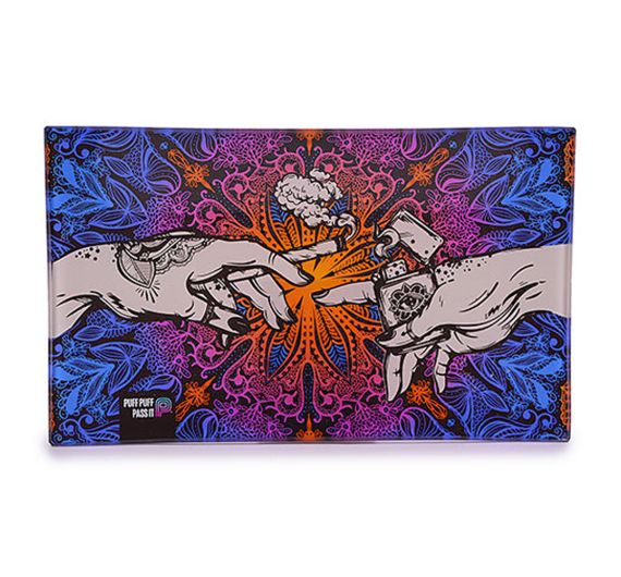 Puff Puff Pass It - Glass Mixing Tray - Blue Puff Puff Pass It - Glass Mixing Tray - Blue