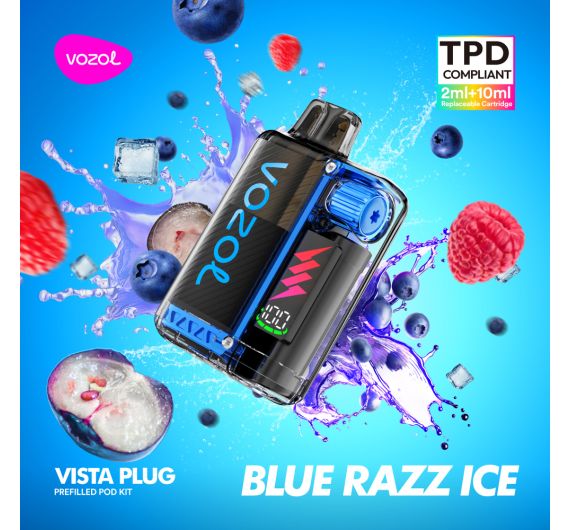 Vozol VISTA Plug Kit - 20mg - Hybrid System Blue Razz Ice Vozol VISTA Plug Kit - 20mg - Hybrid System Blue Razz Ice