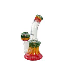 Black Leaf - Glass Bubbler - Rasta Black Leaf - Glass Bubbler - Rasta