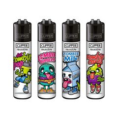 Clipper ZOMBIE FOOD lighters are refillable, fuel-efficient, have a large gas capacity and feature a child safety mechanism. Clipper ZOMBIE FOOD lighters are refillable, fuel-efficient, have a large gas capacity and feature a child safety mechanism.
