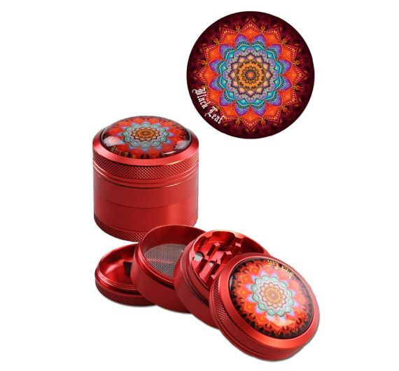 Black Leaf - 4-teilig Mandala Rot - Grinder Black Leaf - 4-teilig Mandala Rot - Grinder