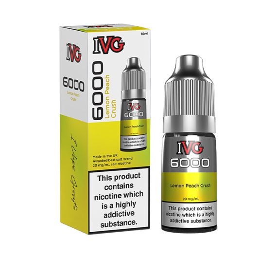 IVG 6000 - Lemon Peach Crush - E-liquide 10 ml (Sels de nicotine) IVG 6000 - Lemon Peach Crush - E-liquide 10 ml (Sels de nicotine)