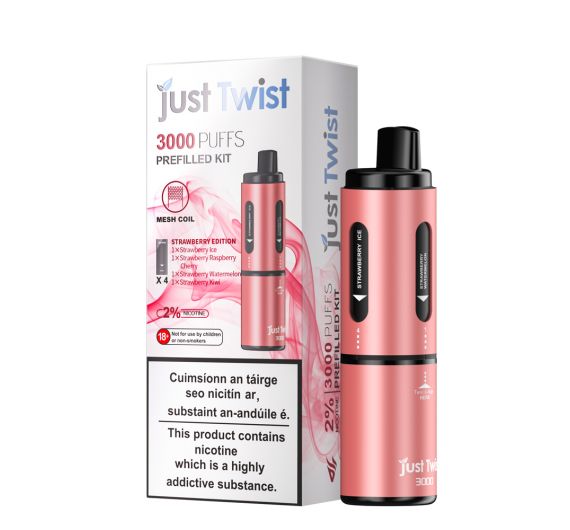 Just Twist 3000 - NS20mg - Hybrid System Red Battery - Strawberry Edition Just Twist 3000 - NS20mg - Hybrid System Red Battery - Strawberry Edition