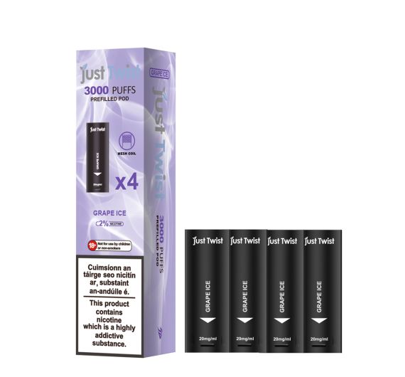 Just Twist 3000 - NS20mg - Kartuschen Grape Ice Just Twist 3000 - NS20mg - Kartuschen Grape Ice