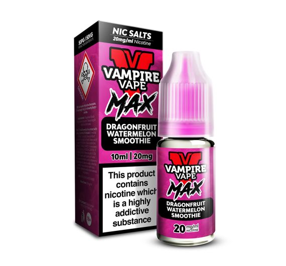 Vampire Vape MAX - Smoothie fruit du dragon & pastèque - E-liquide 10ml (Sels de nicotine) Vampire Vape MAX - Smoothie fruit du dragon & pastèque - E-liquide 10ml (Sels de nicotine)