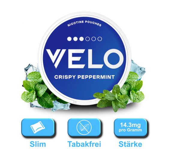 VELO - Crispy Peppermint - Pouches de nicotine - 14,3 mg