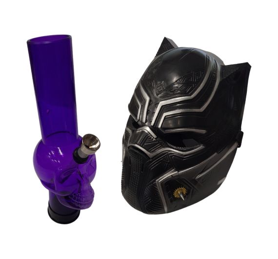 Black Cat Bong violet - mit Underground Gas Maske