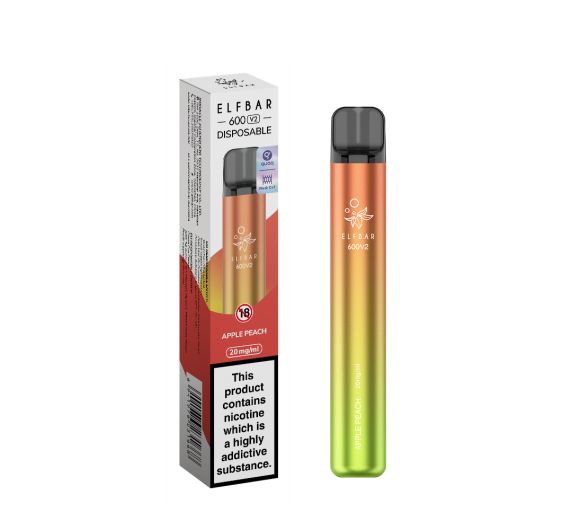 Elf Bar V2 600 - NS20mg - Pod jetable Apple Peach Elf Bar V2 600 - NS20mg - Pod jetable Apple Peach