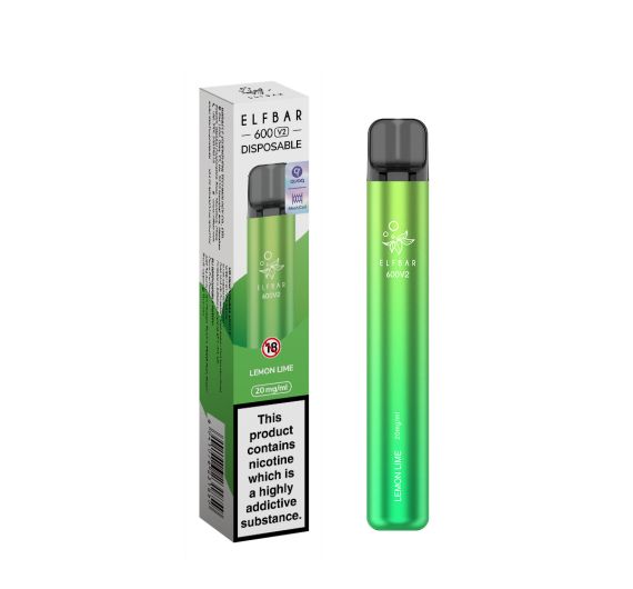 Elf Bar V2 600 - NS20mg - Pod jetable Lemon Lime