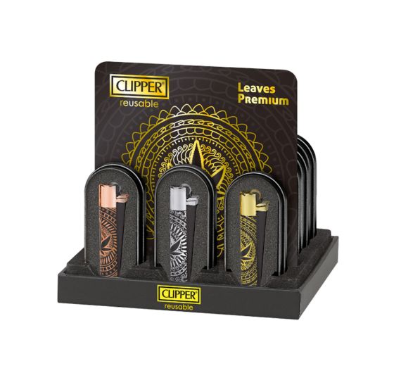 Clipper Classic - Metallfeuerzeug LEAVES PREMIUM