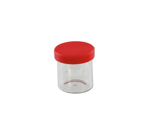 Glasdose klar mit Silikondeckel 10ml Rot Glasdose klar mit Silikondeckel 10ml Rot