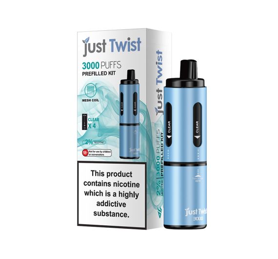 Just Twist 3000 - NS20mg - Hybrid System Blue Battery - Clear