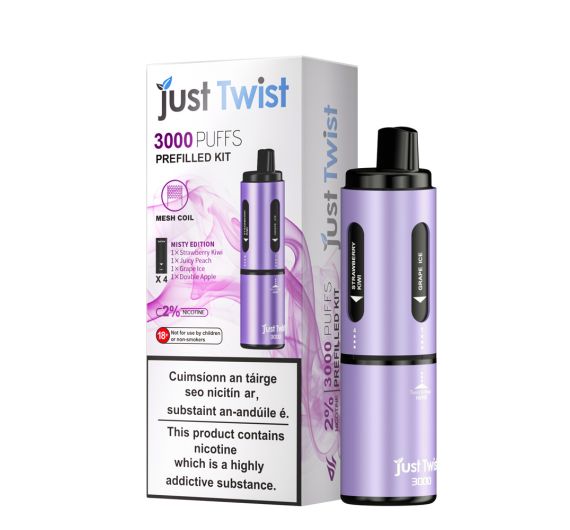 Just Twist 3000 - NS20mg - Hybrid System Purple Battery - Misty Edition Just Twist 3000 - NS20mg - Hybrid System Purple Battery - Misty Edition
