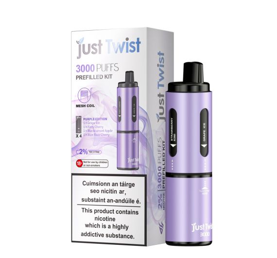 Just Twist 3000 - NS20mg - Hybrid System Purple Battery - Purple Edition Just Twist 3000 - NS20mg - Hybrid System Purple Battery - Purple Edition