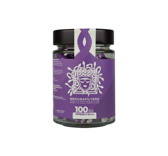 Medusafilters - Edizione viola - Filtri ai carboni attivi 100 pz in barattolo di vetro