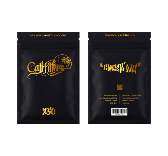 Cali Filters - Aktivkohle Filter - 6mm - Gangsta Bag - 250 Stück Cali Filters - Aktivkohle Filter - 6mm - Gangsta Bag - 250 Stück