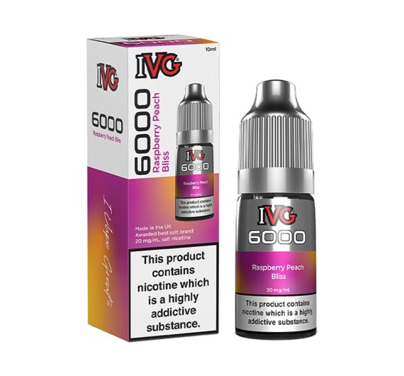 IVG 6000 - Raspberry Peach Bliss - 10ml Liquido (Sale di Nicotina) IVG 6000 - Raspberry Peach Bliss - 10ml Liquido (Sale di Nicotina)