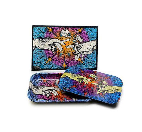 Puff Puff Pass It - Matte und Metalltablett mit Deckel - Blau