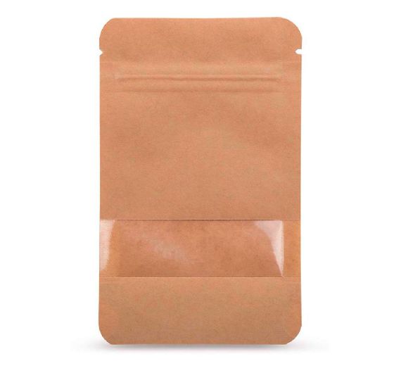 Standbodenbeutel Kraftpapier mit Fenster für 500ml Standbodenbeutel Kraftpapier mit Fenster für 500ml