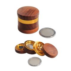 Black Leaf - 4-teilig Alu/Holz - Grinder Black Leaf - 4-teilig Alu/Holz - Grinder