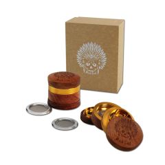 Black Leaf - 4-teilig Alu/Holz Indianer - Grinder Black Leaf - 4-teilig Alu/Holz Indianer - Grinder