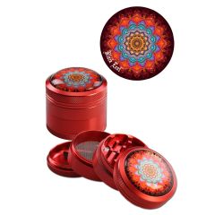 Black Leaf - 4-teilig Mandala Rot - Grinder Black Leaf - 4-teilig Mandala Rot - Grinder