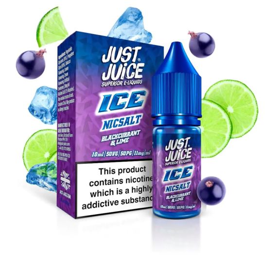 Just Juice Ice - Blackcurrant & Lime - 10ml Liquid (Nik-Salz) Just Juice Ice - Blackcurrant & Lime - 10ml Liquid (Nik-Salz)