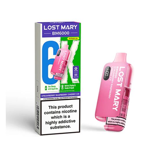 Lost Mary BM6000 - 20mg - Hybrid System Strawberry Raspberry Cherry Ice