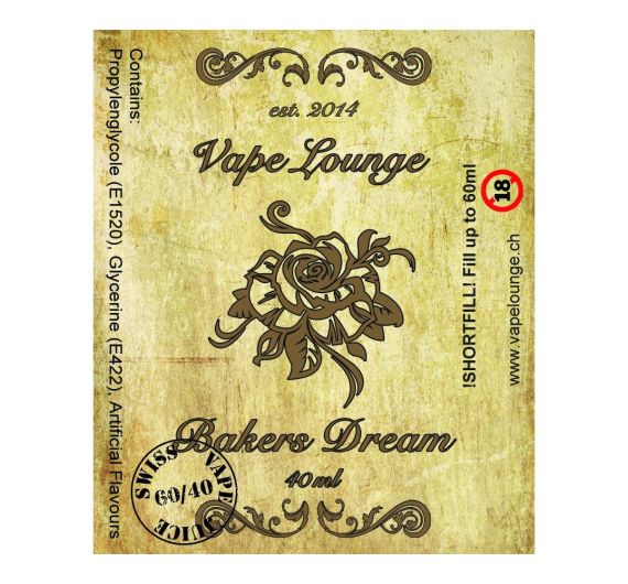 Vapelounge Premium - Bakers Dream - 30/60ml Liquid (Shortfill) Vapelounge Premium - Bakers Dream - 30/60ml Liquid (Shortfill)