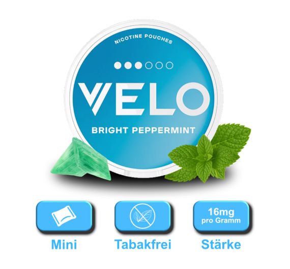 VELO - Bright Peppermint - Nicotine Pouches - 16mg VELO - Bright Peppermint - Nicotine Pouches - 16mg