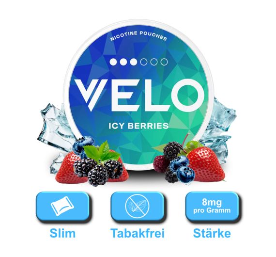 VELO - Icy Berries (SE) - Nicotine Pouches - 8mg VELO - Icy Berries (SE) - Nicotine Pouches - 8mg