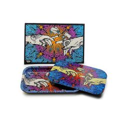 Puff Puff Pass It - Matte und Metalltablett mit Deckel - Blau Puff Puff Pass It - Matte und Metalltablett mit Deckel - Blau